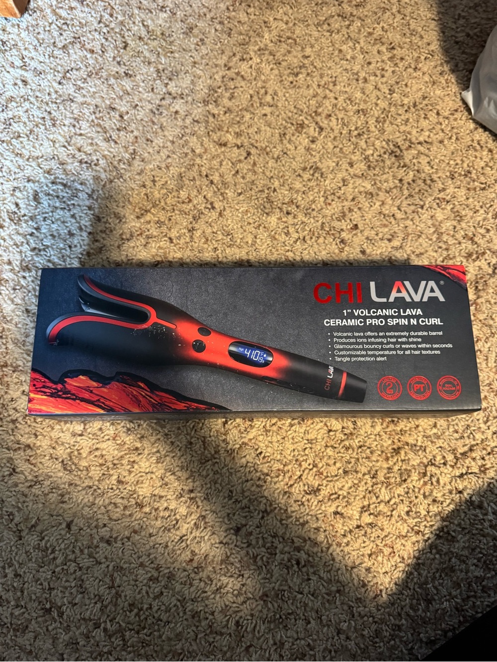 CHI Lava 1" Volcanic Lava Ceramic Pro Spin N Curl - Red/Black